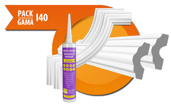 Pack Moldura de Techo Pared Friso I40 Esquinas Bi40 Adhesivo Santa Lucía