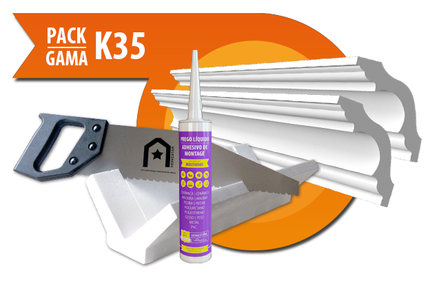 Pack Cornisa Moldura de Techo Pared K35 Adhesivo Ingletera Serrucho Granollers